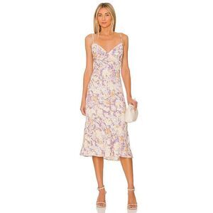 Revolve Anna Nata Rachel Dress Floral Midi Dress Lavender Purple and Yellow Fair